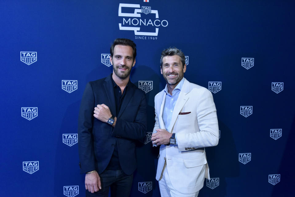 NEW YORK, NEW YORK - JULY 10: Jean-Eric Vergne and Patrick Dempsey attend a TAG Heuer celebration of  50 years of the iconic Monaco Timepiece with brand ambassador Patrick Dempsey on July 10, 2019 in New York City. (Photo by Eugene Gologursky/Getty Images for TAG Heuer)