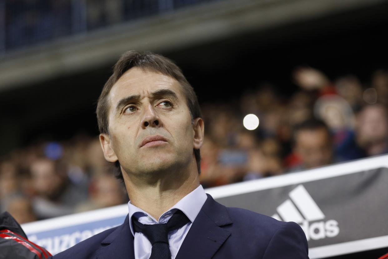 El ya ex seleccionador Julen Lopetegui durante un partido de España. (AP Photo/Miguel Morenatti)