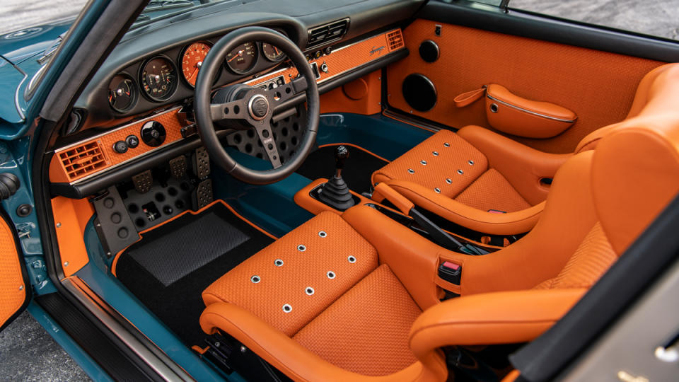 The interior of the Sotto Commission, the 300th example of a Porsche 964 reimagined through Singer's Classic Study restoration.