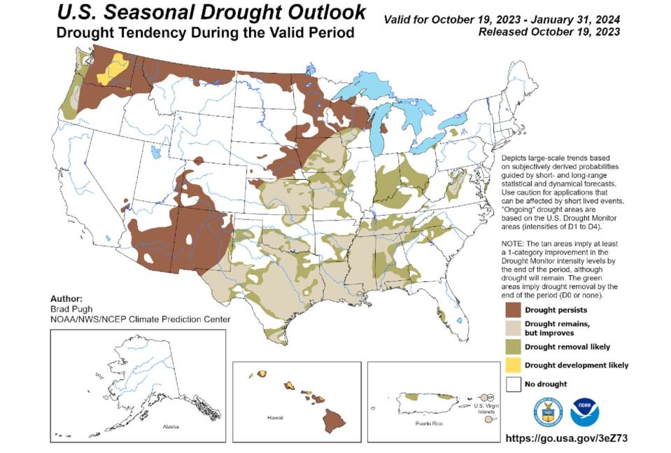 The Seasonal Drought Outlook by the NOAA.