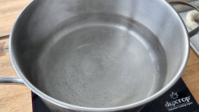 Pot of simmering water