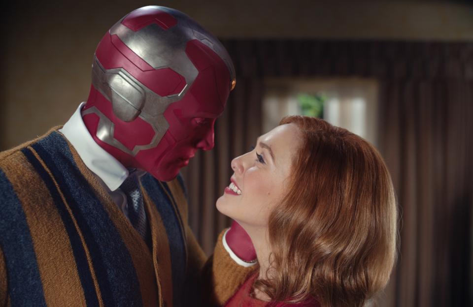 Vision and Wanda gaze lovingly into each other's eyes