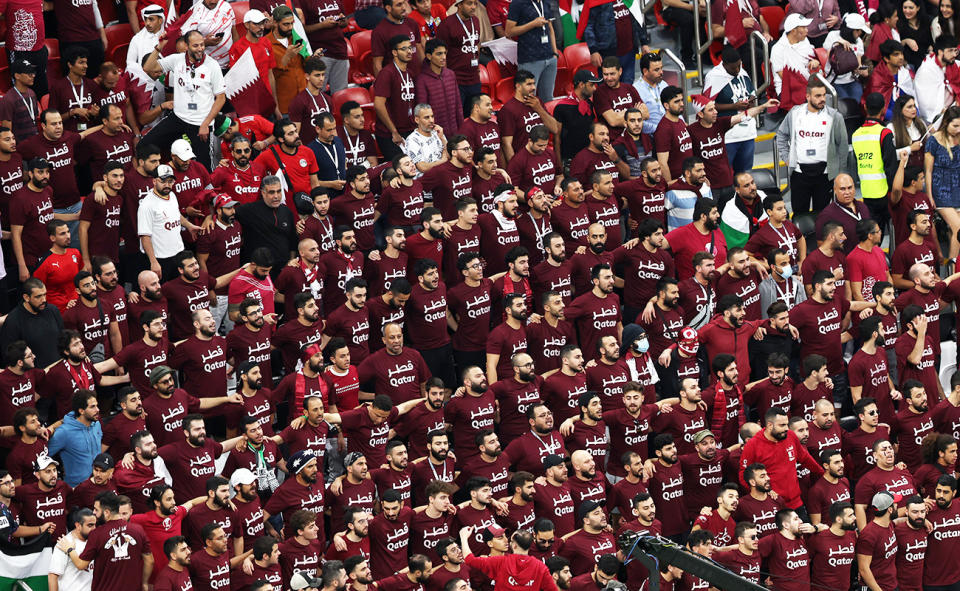 Qatar fans, pictured here showing their support during their World Cup clash with Netherlands. 