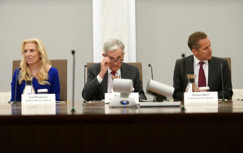 FILE PHOTO: Federal Reserve Chair Jerome Powell speaks in Washington