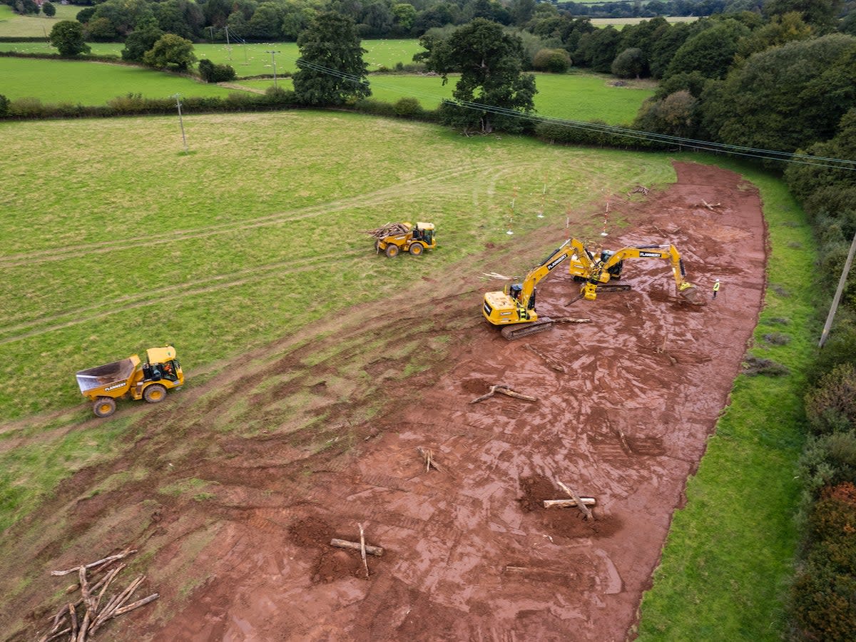 Earthworks to reconnect the river to the floodplain to create a new wetlands habitat to help prevent future flooding and to hold water in the landscape (National Trust)