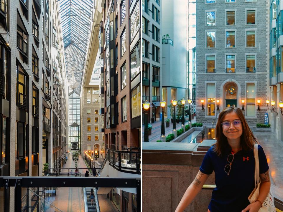 Side-by-side photos of the underground city in montreal