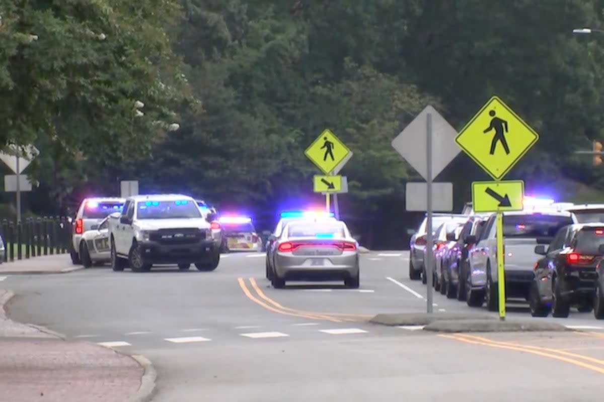 Police are pictured at the scene of an active shooter situation at UNC Chapel Hill (ABC 11)