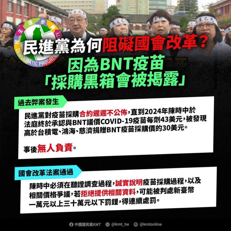 國民黨於臉書指控民進黨。（翻攝自臉書＠中國國民黨 KMT ）