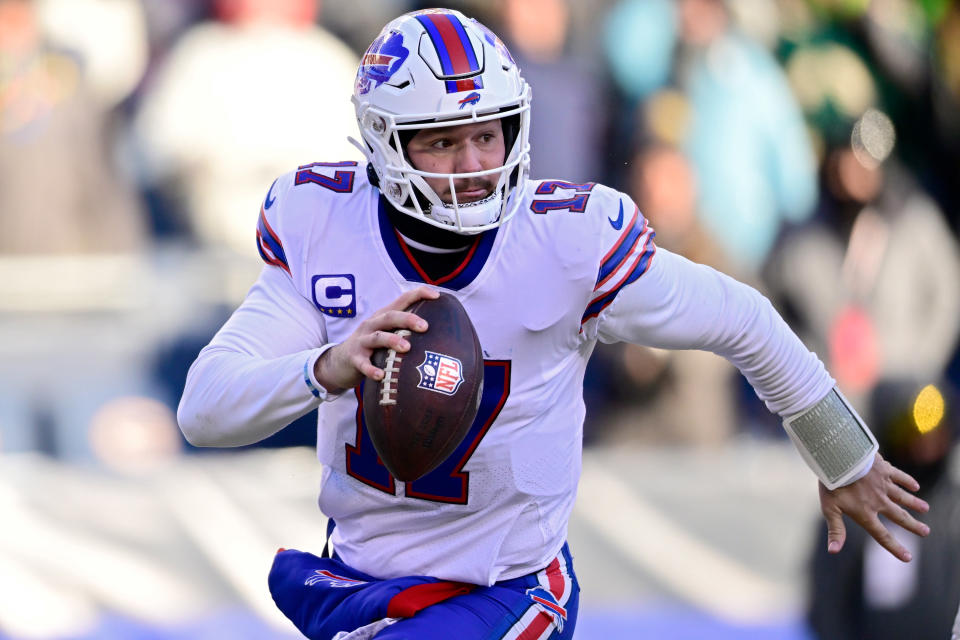 Josh Allen leads the Bills against the Bengals on Monday Night Football in a huge AFC showdown. (Photo by Quinn Harris/Getty Images)