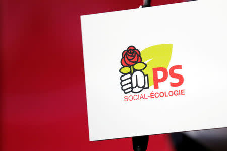 FILE PHOTO: The French Socialist Party logo is seen at their rue de Solferino headquarters in Paris, France, November 29, 2016. REUTERS/Benoit Tessier/File Photo