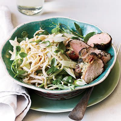 Peanut Noodle Salad with Cucumber and Roast Pork