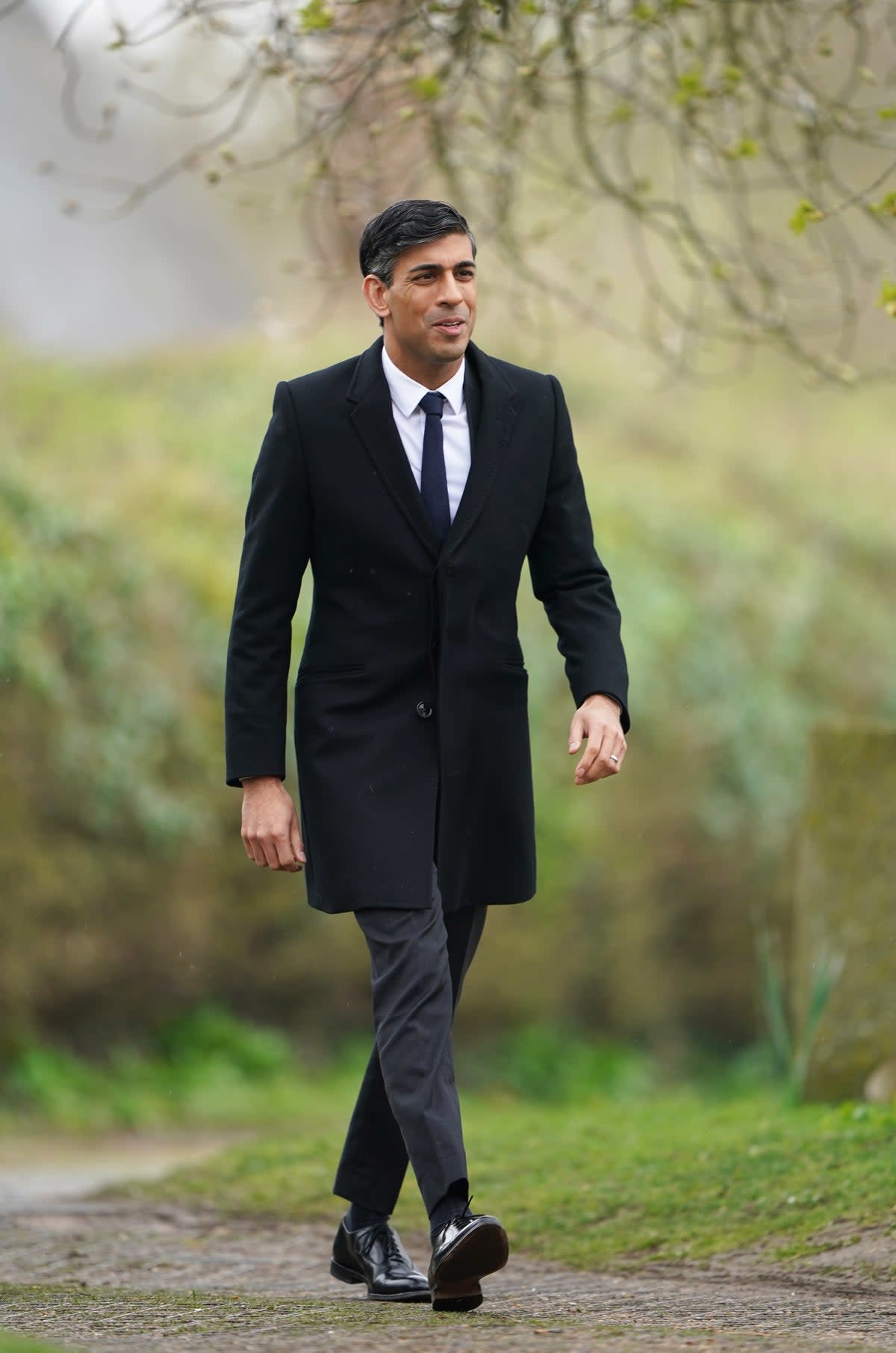 Rishi Sunak arriving at St George’s Church in the village of Thriplow (PA)