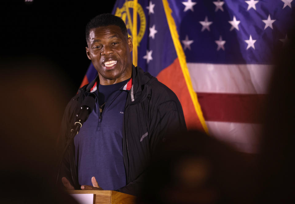 Georgia Republican U.S. Senate candidate Herschel Walker speaks during a campaign rally on Nov. 28, 2022.