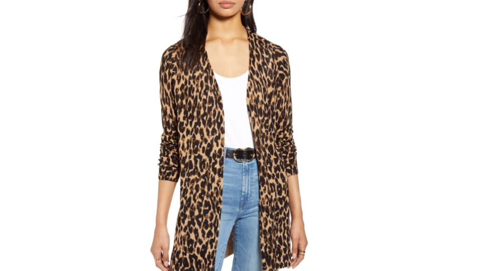 Halogen Leopard Print Linen Blend Cardigan - Nordstrom, $41 (originally $69)