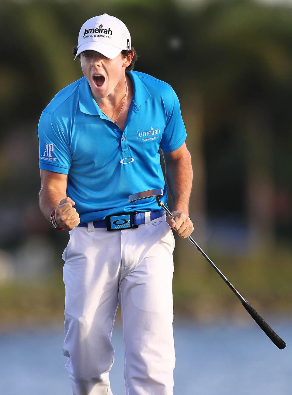 030412(Bill Ingram / Palm Beach Post): Palm Beach Gardens: Rory McIlroy reacts after making his par putt to win the Honda Classic and become No. 1 in the world at the 18th green during the final round of the 2012 Honda Classic at PGA National in March 2012.