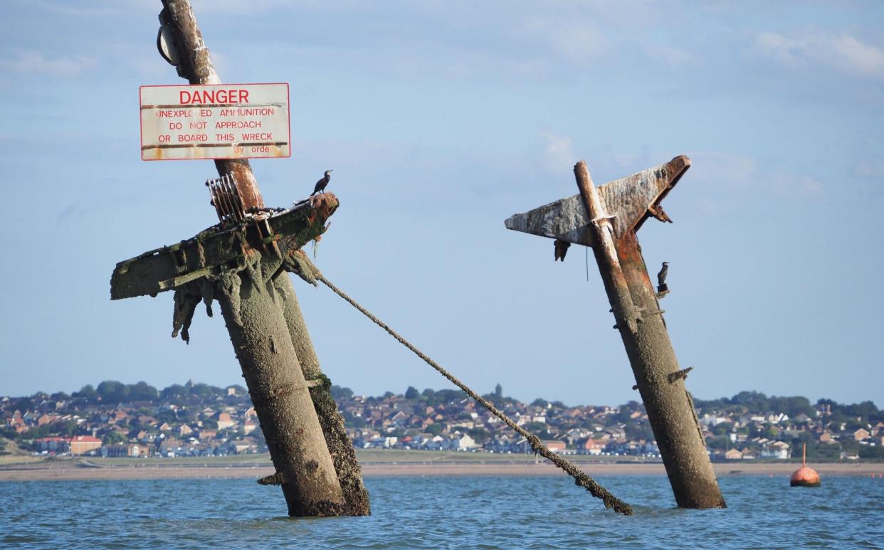 The wreckage of the SS Richartd Montgomery packed with explosives beneath the surface - a fitting symbol for Minster on Sea