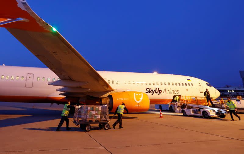 The International Committee of Red Cross (ICRC) sends cargo to Ukraine, during the coronavirus disease (COVID-19) outbreak, at Cointrin Airport in Geneva