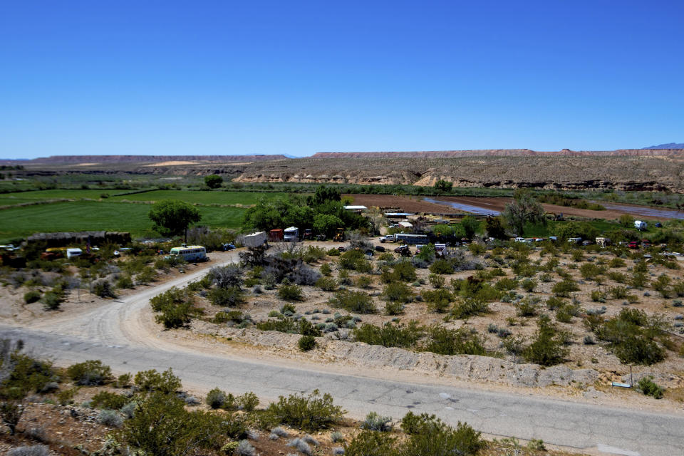 The Bundy ranch is seen, Tuesday, April 9, 2024, in Bunkerville, NV. Ten years have passed since hundreds of protesters including armed riflemen answered a family call for help which forced U.S. agents and contract cowboys to abandon an effort to round up family cattle in a dispute over grazing permits and fees. Despite federal prosecutions, no family members were convicted of a crime. (AP Photo/Ty ONeil)