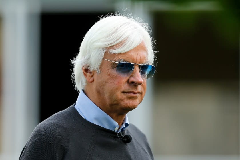 ELMONT, NY - JUNE 08: Bob Baffert, trainer of Triple Crown and Belmont Stakes contender Justify, looks on after morning workouts prior to the 150th running of the Belmont Stakes at Belmont Park on June 8, 2018 in Elmont, New York. (Photo by Michael Reaves/Getty Images) ** OUTS - ELSENT, FPG, CM - OUTS * NM, PH, VA if sourced by CT, LA or MoD **