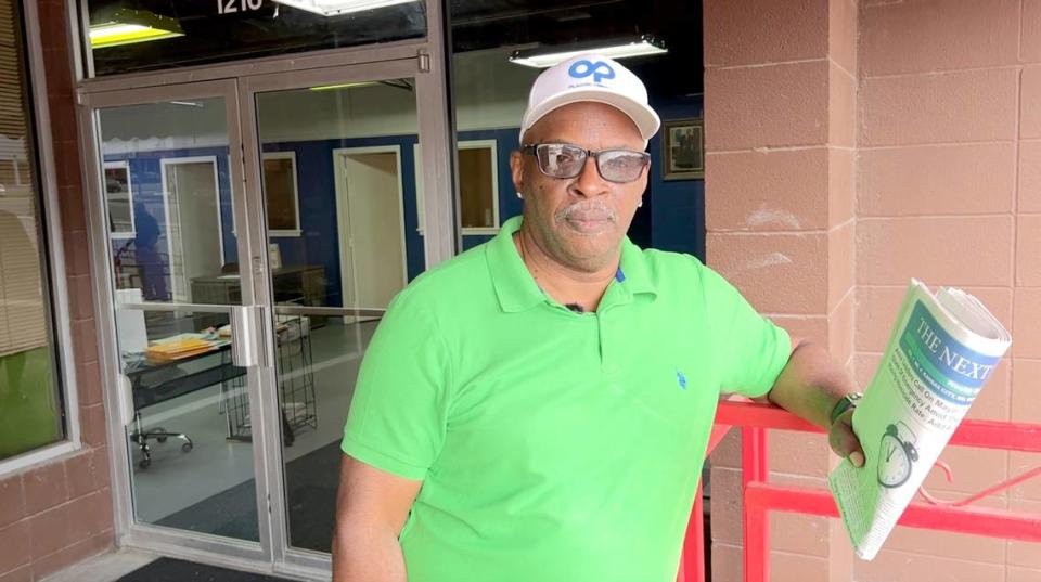 Eric Wesson, publisher of the new weekly newspaper The Next Page KC, outside his new office at Gates Plaza.