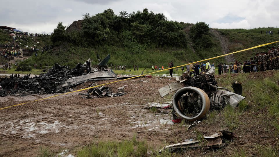 The Saurya Airlines plane caught fire at the airport in Kathmandu, Nepal on July 24, 2024. - Navesh Chitrakar/Reuters