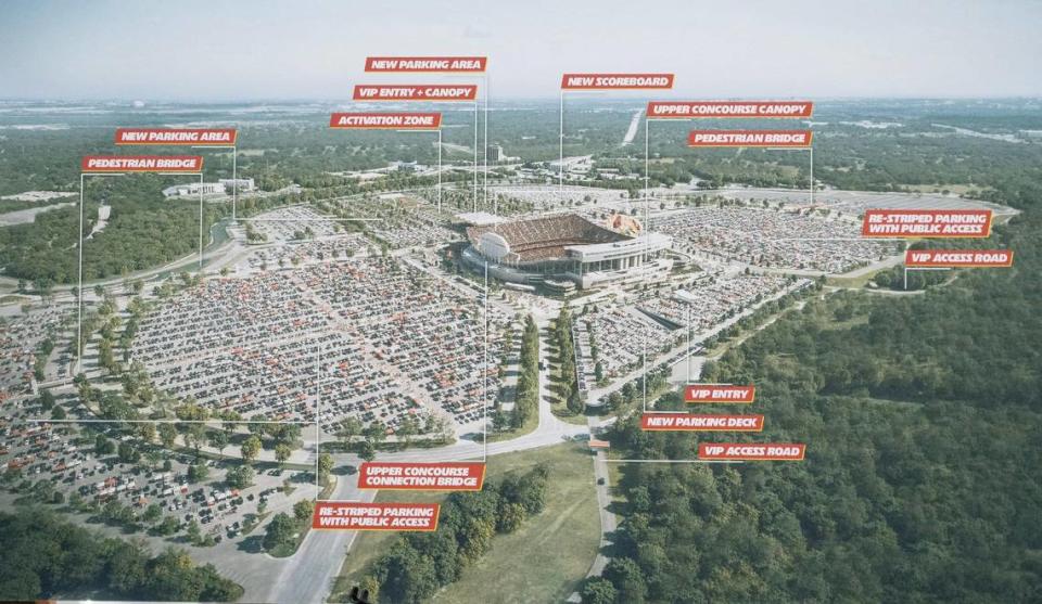 A rendering details proposed renovations to Arrowhead Stadium on Wednesday, Feb. 28, 2024, in Kansas City. Nick Wagner/nwagner@kcstar.com