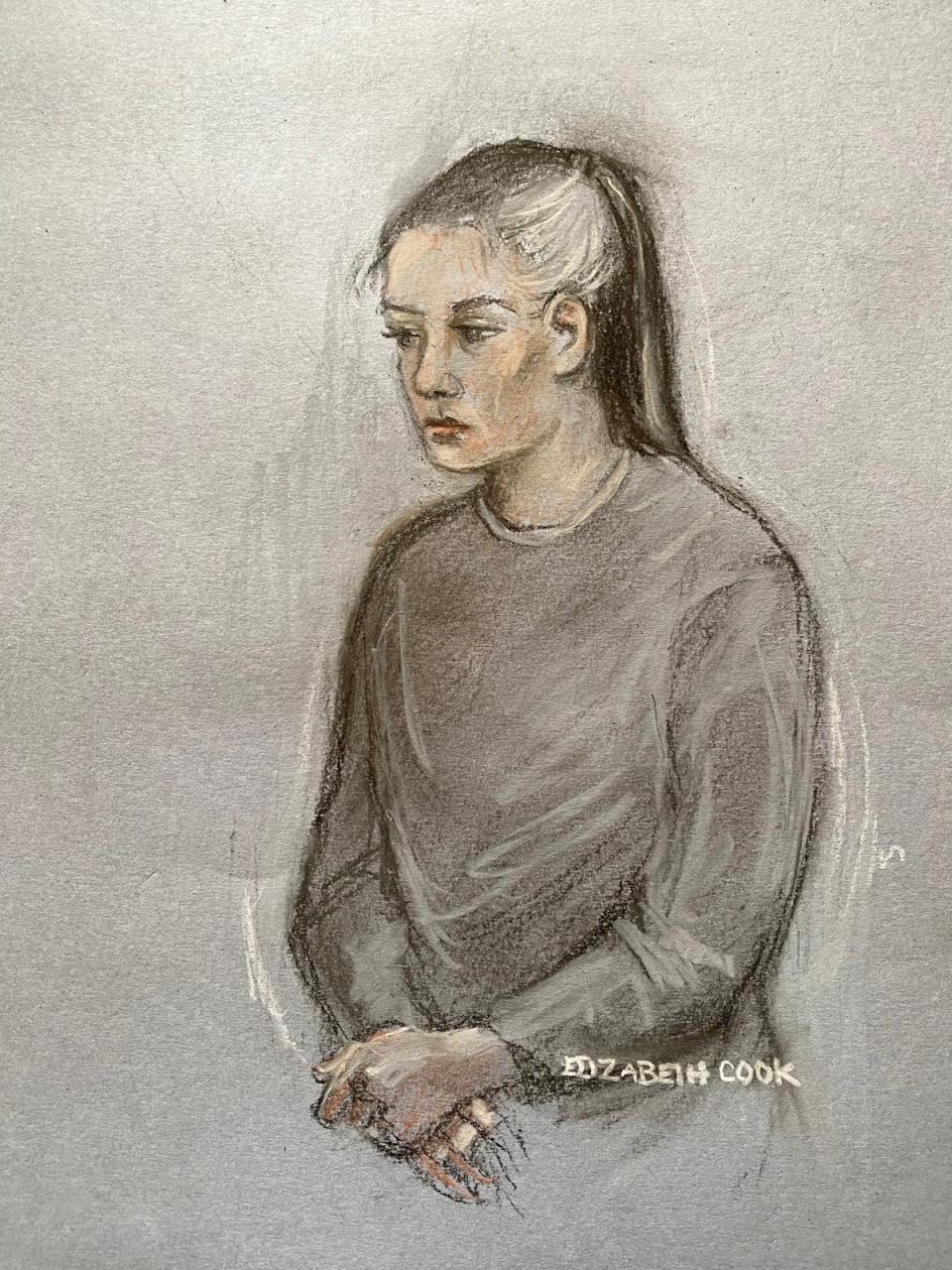 A court sketch of Abreu in the dock (Elizabeth Cook/PA Wire)