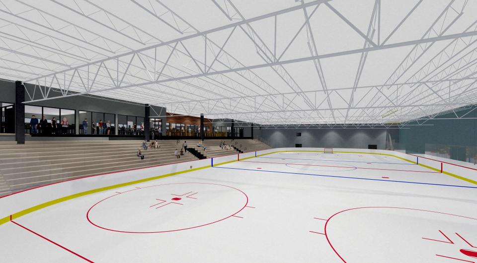 This rendering shows an interior view of the proposed ice rink facility that would be built should Palm Beach Gardens move forward with a public-private partnership with Palm Beach North Athletic Foundation for Plant Drive Park.