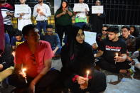 Candlelight protest against the attack on JNU students outside Gateway of India in Mumbai.