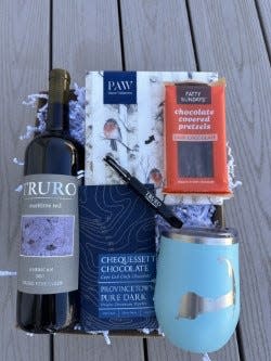 A sample gift basket from Truro Vineyards. All gift baskets are customizable and range from $55 to $150.