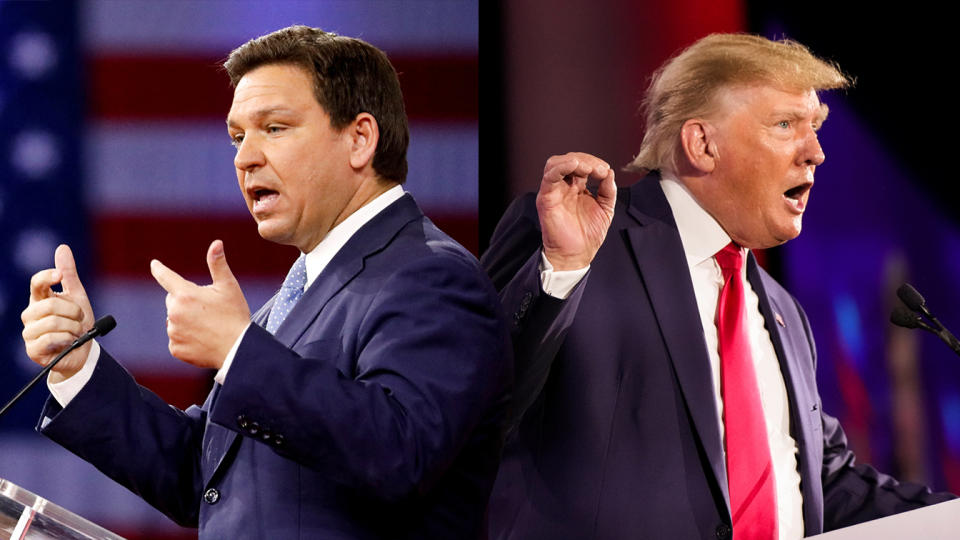 Florida Gov. Ron DeSantis and former President Donald Trump.