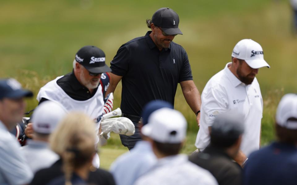 Phil Mickelson walks off the tee on the third hole - SHUTTERSTOCK