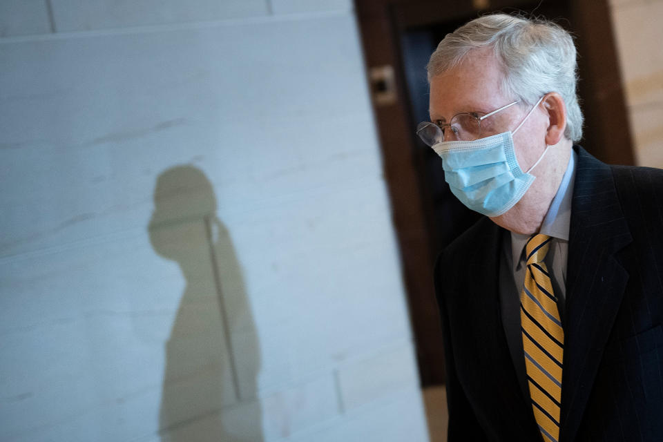 Senate Majority Leader Mitch McConnell plans to pass a GOP-only coronavirus relief proposal in late July.  (Photo: BRENDAN SMIALOWSKI via Getty Images)