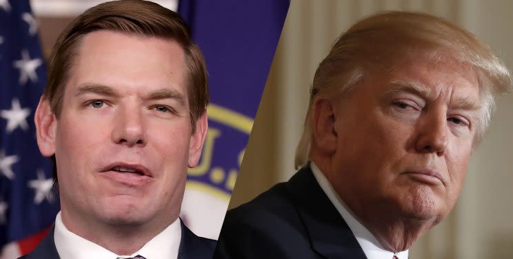 Rep. Eric Swalwell and President Trump (Photos: Chip Somodevilla/Getty Images, Carolyn Kaster/AP)