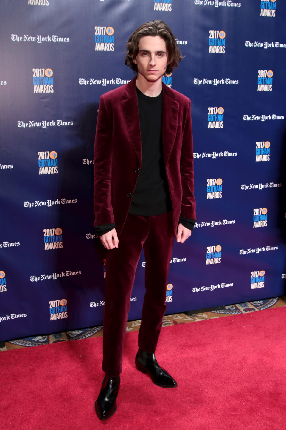 Timothee Chalamet, red carpet, film premiere, award show, shoes, sneakers, boots