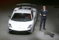 Lamborghini, CEO Stephan Winkelmann presents the new "Gallardo" during the Volkswagen group night at the Frankfurt motor show September 9, 2013. The world's biggest auto show is open to the public September 14 -22. REUTERS/Kai Pfaffenbach (GERMANY - Tags: BUSINESS TRANSPORT)