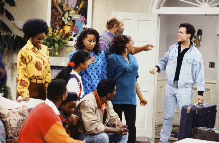 The family is shocked to meet Janice's white boyfriend in The Fresh Prince of Bel Air