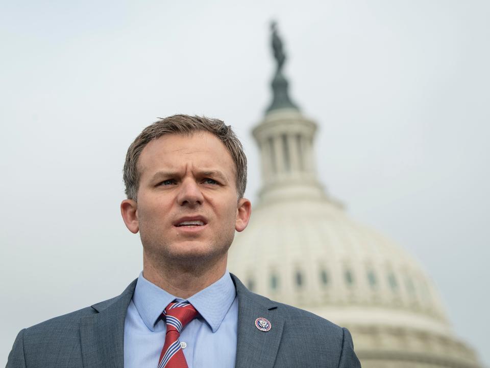 Rep. Blake Moore, a Republican from Utah, stands in front of the US Capitol in Washington, DC.