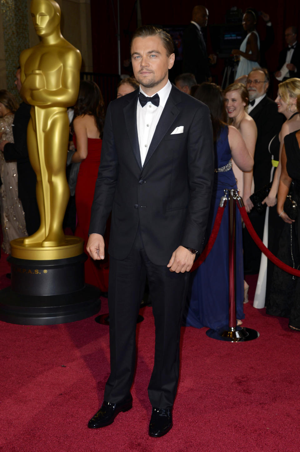 Leonardo DiCaprio arrives at the Oscars on Sunday, March 2, 2014, at the Dolby Theatre in Los Angeles. (Photo by Dan Steinberg/Invision/AP)