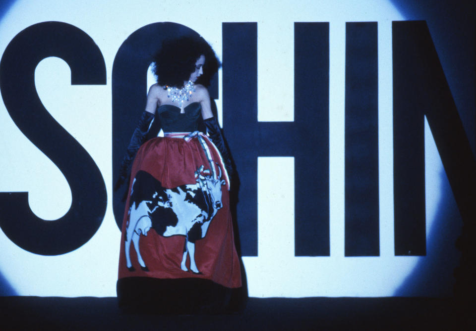 A moment of the Moschino fall 1985 show.