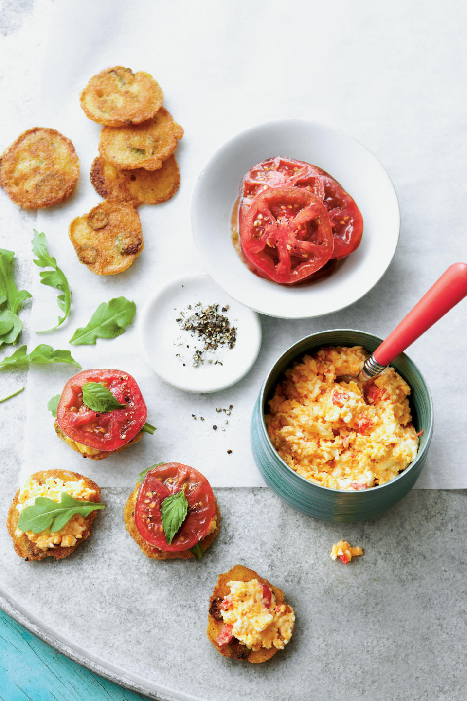 Tomato-and-Okra Cornmeal Cakes