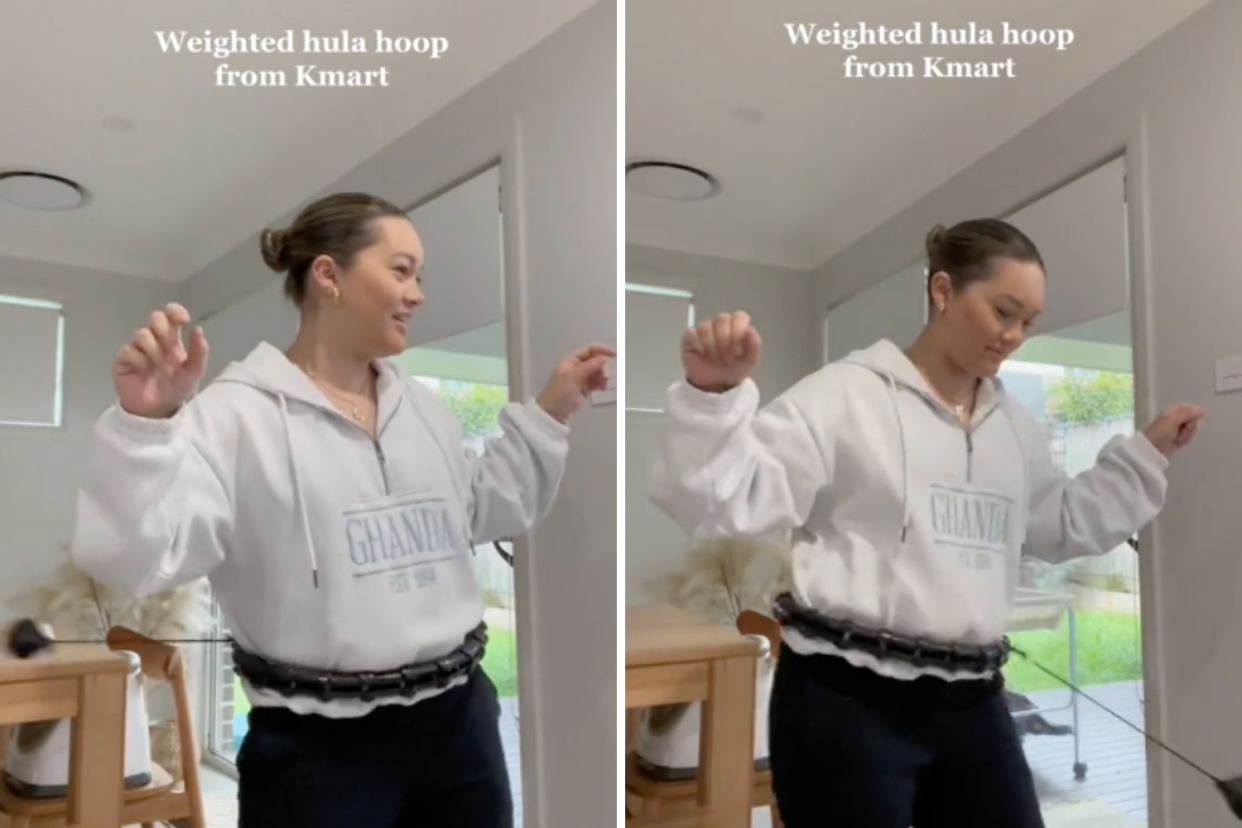 The Kmart weighted hula hoop has gotten mixed reviews online. Photo: TikTok 