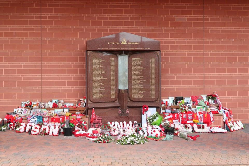 The Hillsborough Memorial outside Anfield stadium (Peter Byrne/PA) (PA Wire)