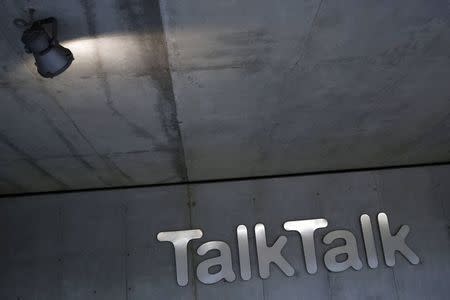 A spotlight shines on a company logo at a TalkTalk building in London, Britain October 23, 2015.REUTERS/Stefan Wermuth