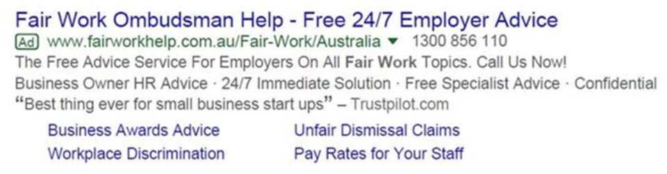 An example of the advertisements Employsure used. (Source: ACCC)