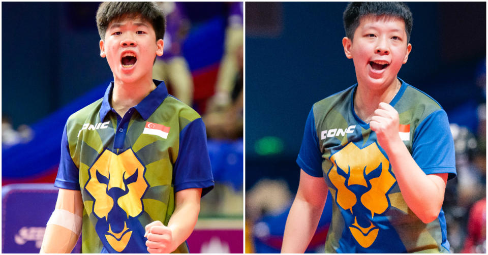 Singapore paddlers Izaac Quek and Zeng Jian clinched the men's and women's singles golds at the 2023 SEA Games. (PHOTOS: SNOC/Andy Chua/Eng Chin An)