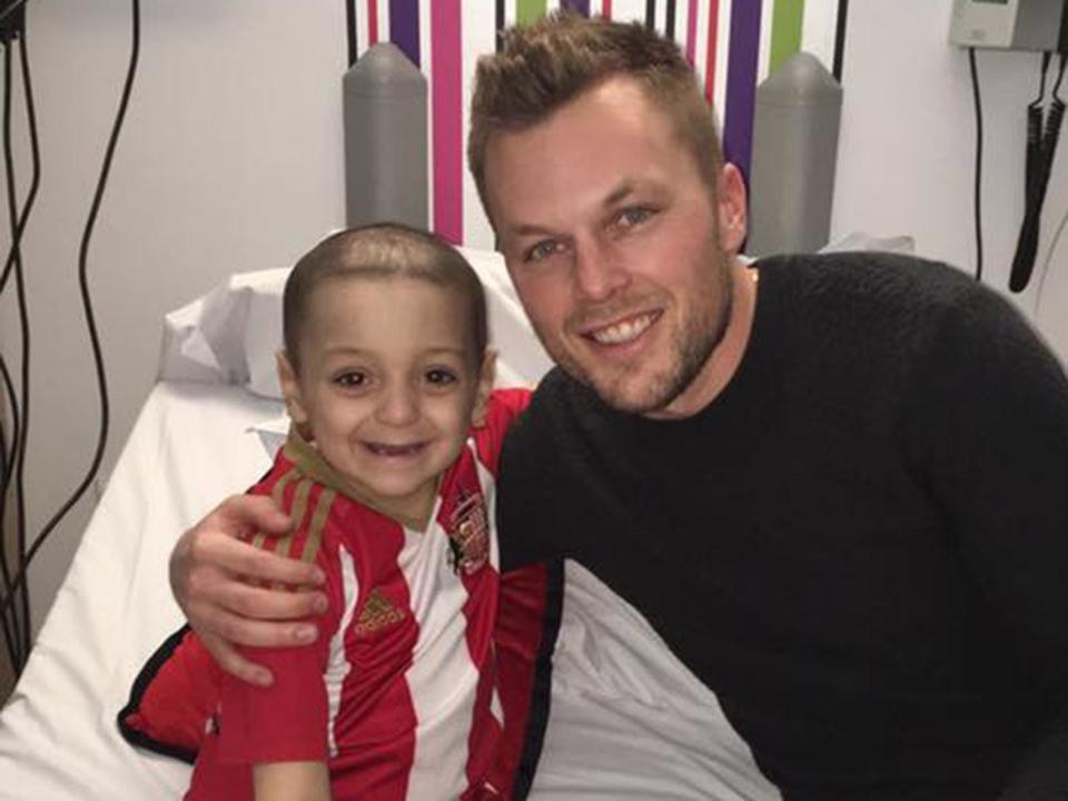 A message on Bradley’s page said he was ‘doing well and has cheered up’ after the visit