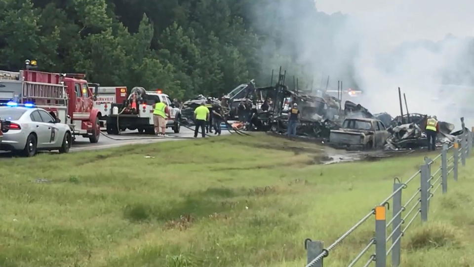 The scene of a deadly crash in Butler County, Alabama, on June 19, 2021. / Credit: RICKY SCOTT via Reuters