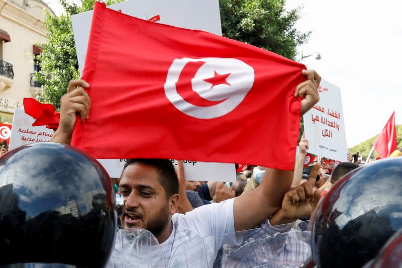 Protest against Tunisian President Kais Saied's seizure of governing powers, in Tunis