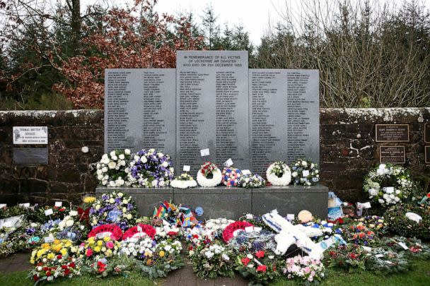 PHOTO: FILE PHOTO: Floral tributes left at the Memorial Garden in Dryfesdale Cemetery, are seen on the morning of the 30th anniversary of the bombing of Pan Am flight 103 which exploded over the Scottish town on December 21, 1988. (Pool/Reuters, FILE)